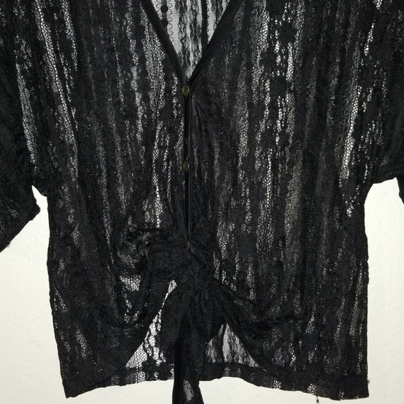 Black Lace Button down Top - Picture 2 of 5